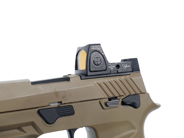 FORTRESS: SIG AIR P320 M17 TAN ガスブローバック 可変初速カスタム+マウントベース+RMRタイプドットサイト -  フォートレス WEBショップ